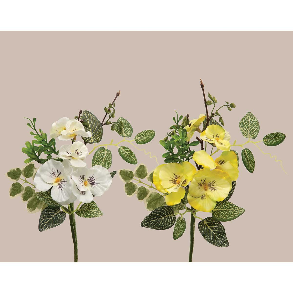 b50 PIK PANSY/FOLIAGE WHITE 7IN X 12IN POLYESTER - Click Image to Close